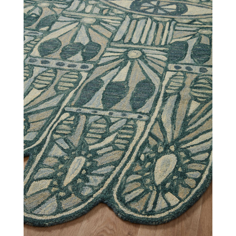 Justina Blakeney x Loloi Chaya Handmade Hand Hooked Wool Blue Rug